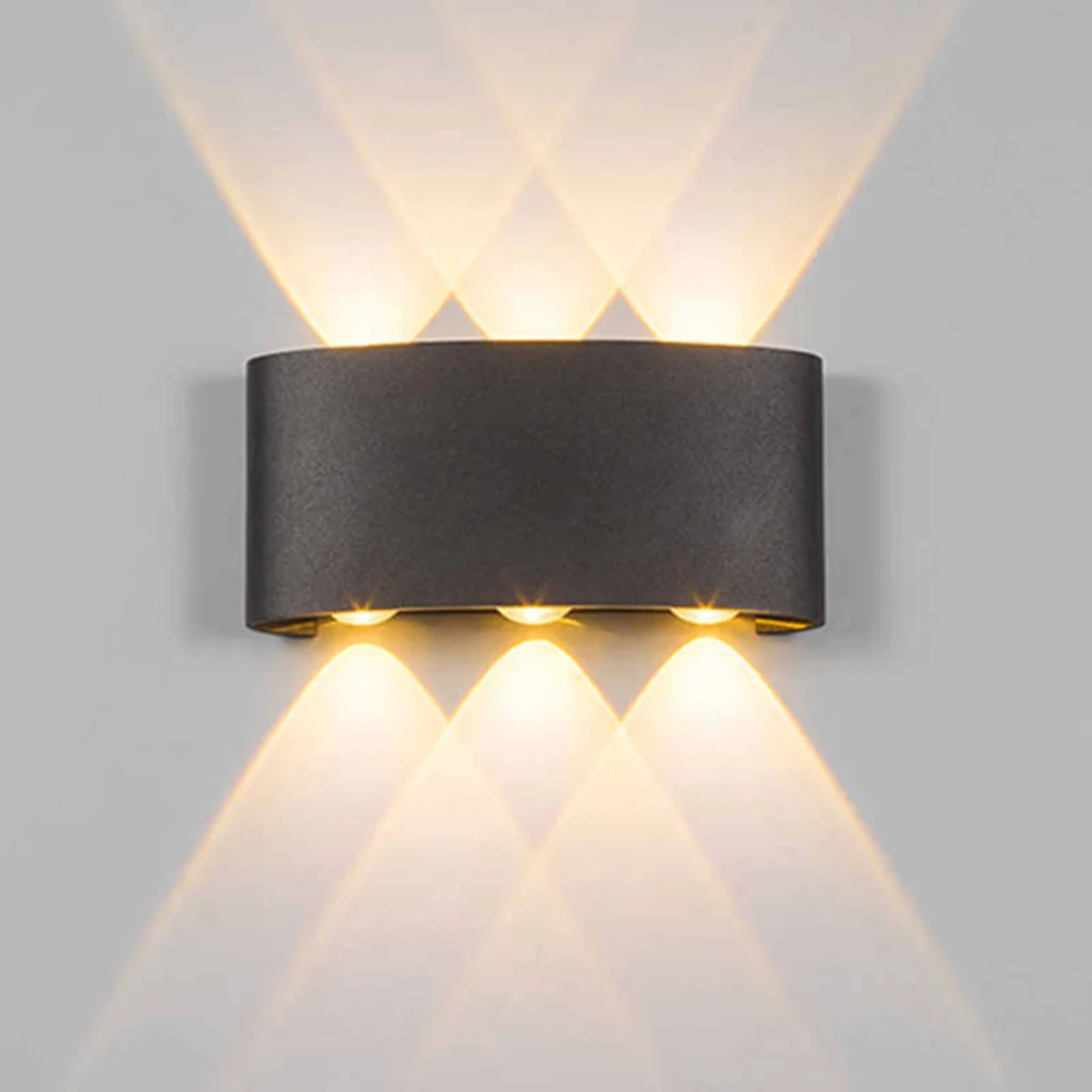 Aplique Bidireccional LED Curvo 6 Luces Negro