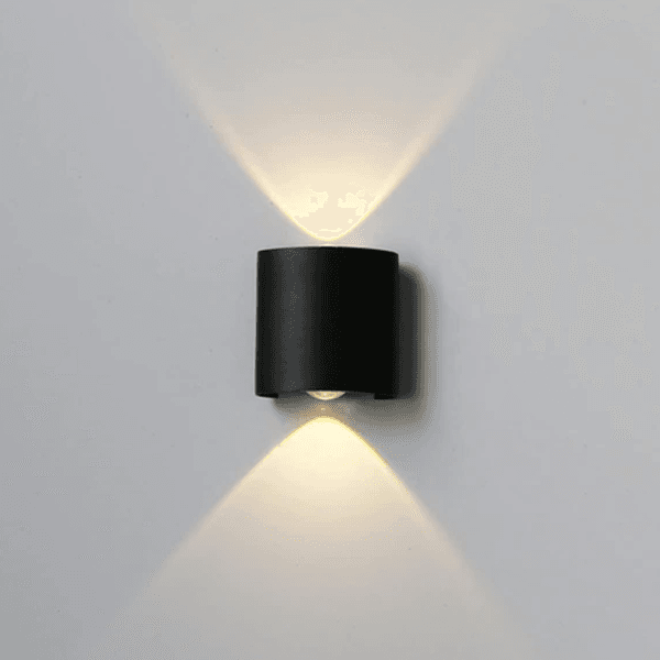 Aplique Bidireccional LED Curvo 2 Luces Negro Luz Cálida