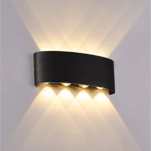 Aplique Bidireccional LED Curvo 8 Luces Negro Luz Cálida