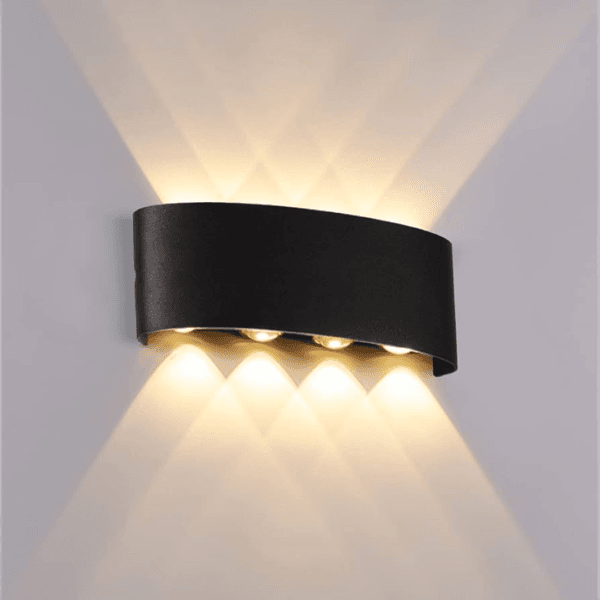 Aplique Bidireccional LED Curvo 8 Luces Negro Luz Cálida