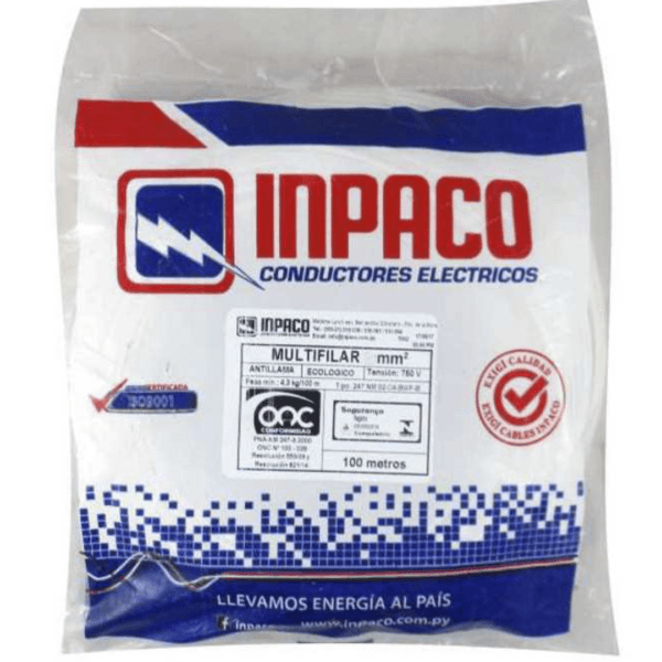Cable Multifilar 1mm² Inpaco Rollo 100 Metros
