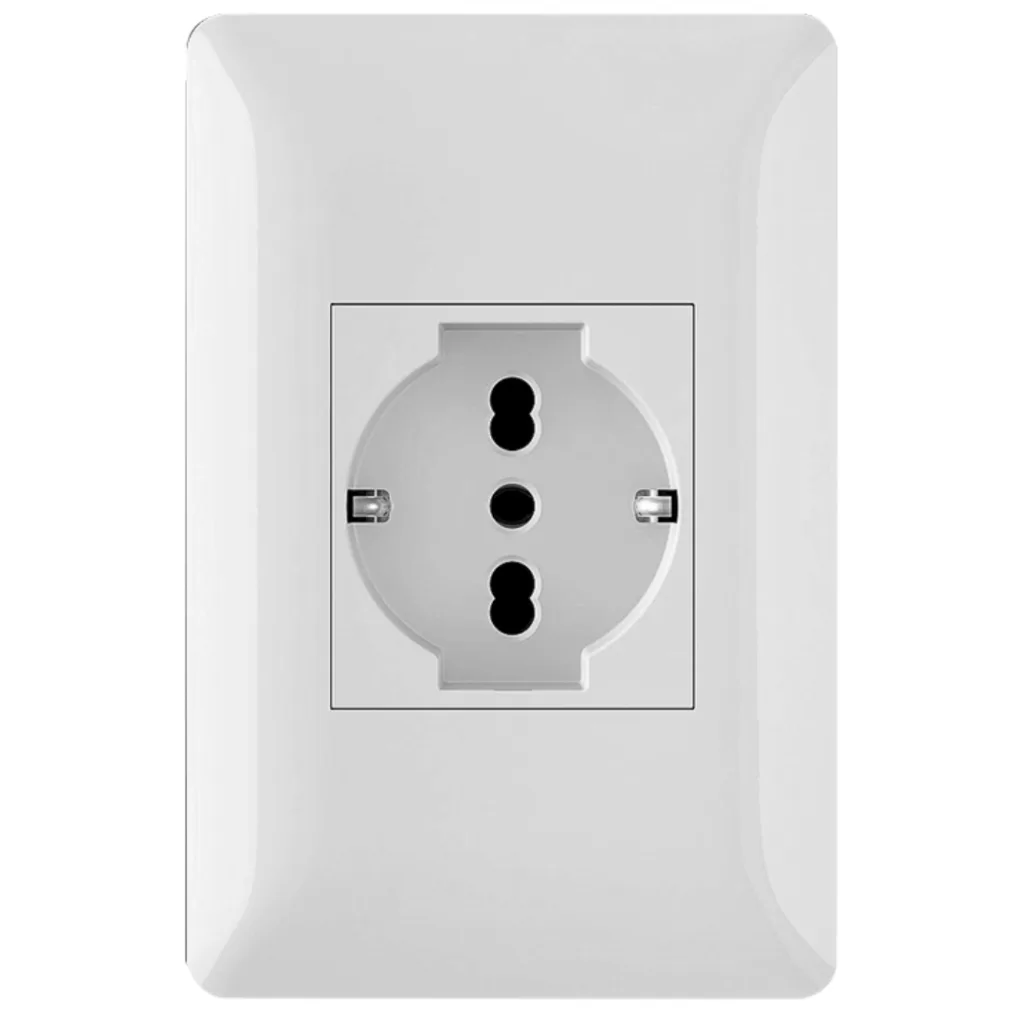 Toma Schuko Con Placa Embutido Alpes Curve Blanco Elektron