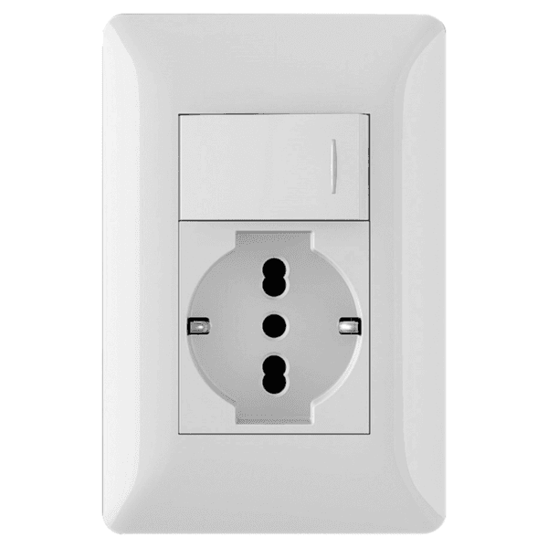 Toma Schuko Con Placa Embutido Alpes Curve Blanco Elektron - Imagen 2