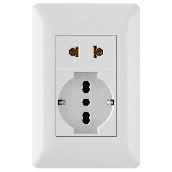 Toma Schuko Con Placa Embutido Alpes Curve Blanco Elektron - Imagen 3