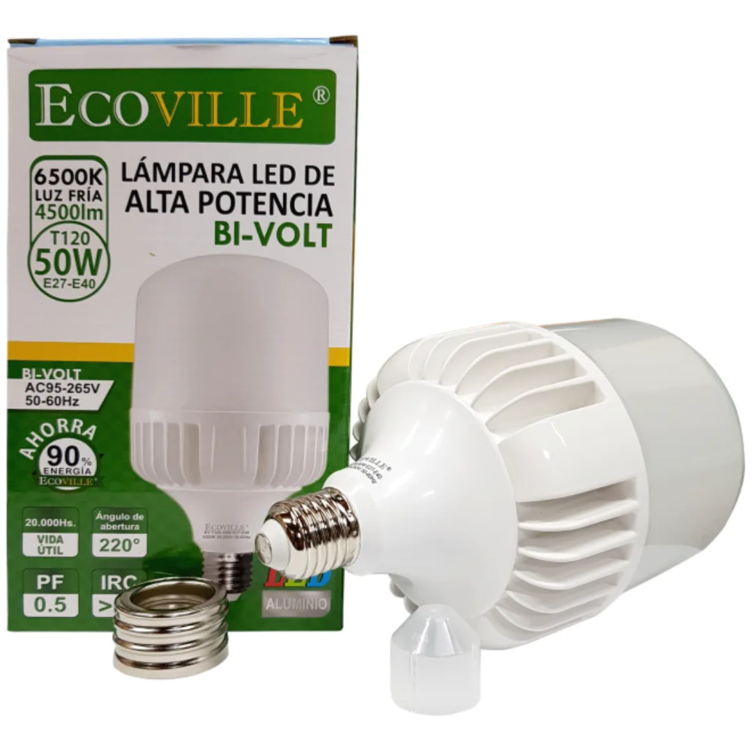 Lámpara Bulbo LED Alta Potencia 50w E27 Ecoville