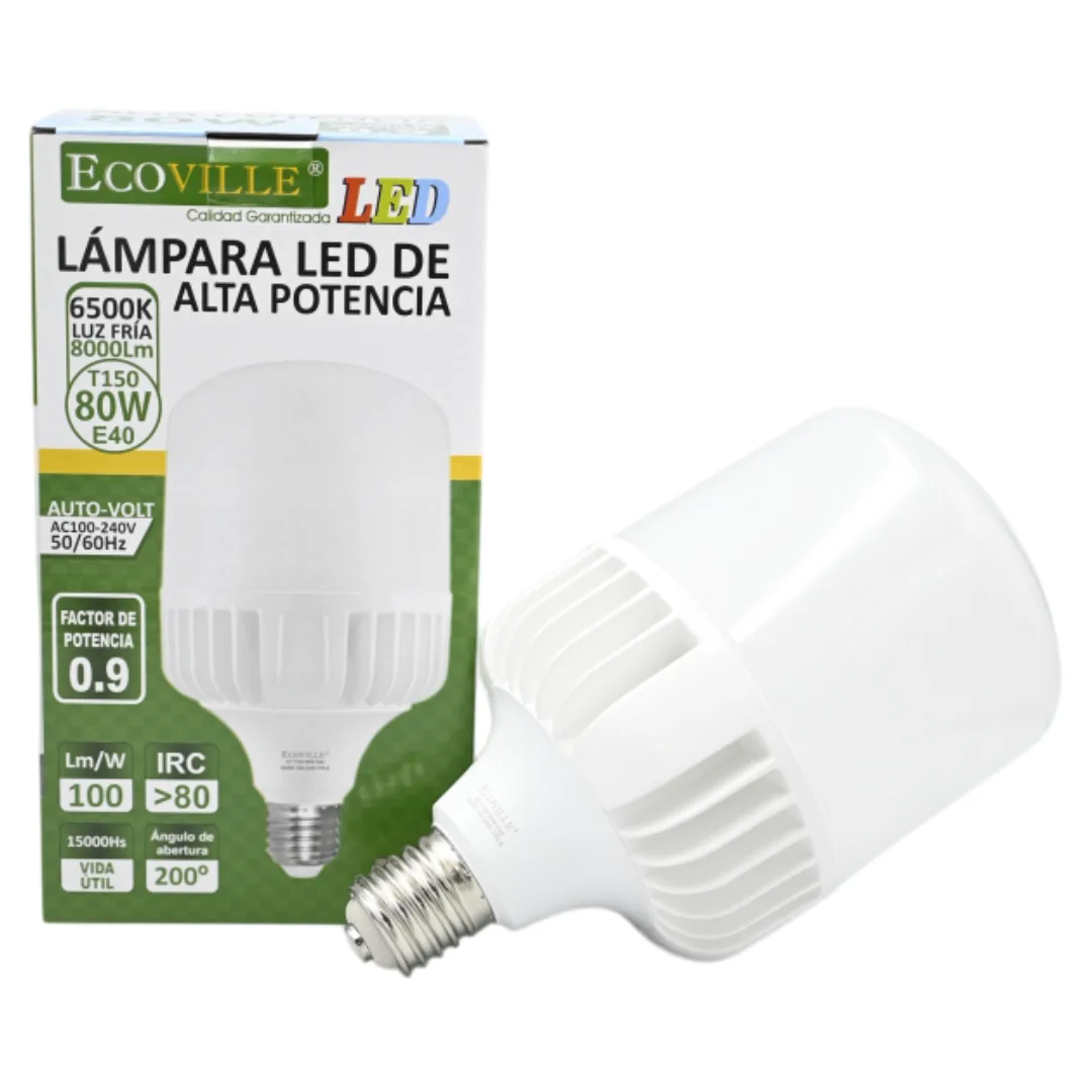 Lámpara Bulbo LED Alta Potencia 80w E40 Ecoville